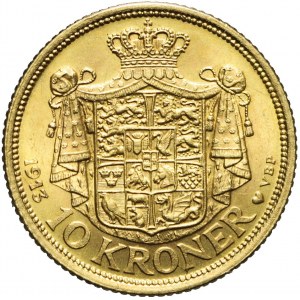 Dania, 10 koron 1913, Christian X, piękne