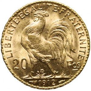 Francja, Republika, 20 franków 1912, piękne
