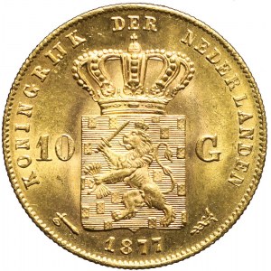 Holandia, 10 guldenów 1877, Wilhelm III, piękne