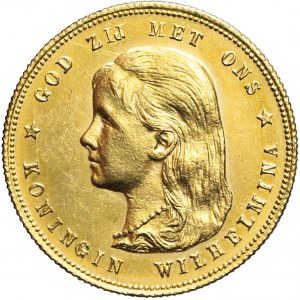 Holandia, Wilhelmina, 10 guldenów 1897, wczesny typ portretu