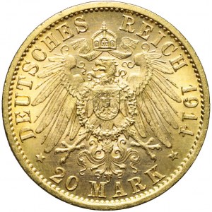 Niemcy, Prusy, 20 marek 1914 A, Wilhelm II, Berlin, piękne