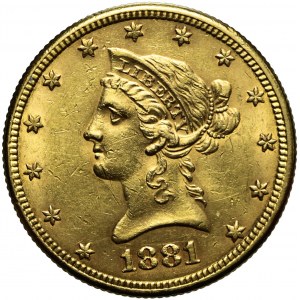 Stany Zjednoczone Ameryki (USA), 10 dolarów 1881, Liberty Head, Filadelfia