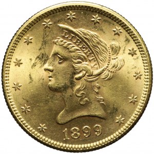 Stany Zjednoczone Ameryki (USA,) 10 dolarów 1899, Liberty Head, Filadelfia, mennicze