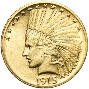 Stany Zjednoczone Ameryki (USA), 10 dolarów 1915, Indianin, złoto