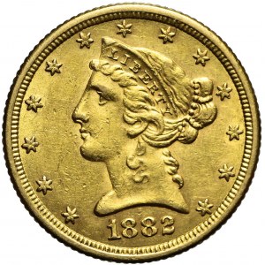 Stany Zjednoczone Ameryki (USA), 5 dolarów Liberty Head, 1882, Filadelfia