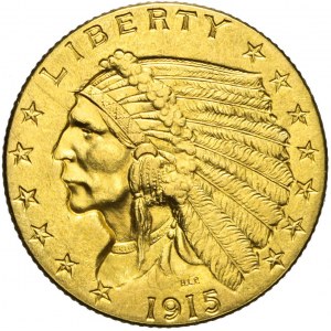 Stany Zjednoczone Ameryki (USA), 2 1/2 dolara, Indianin, 1915, Filadelfia