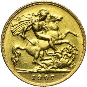 Wielka Brytania, Edward VII, 1/2 suwerena 1907, Londyn