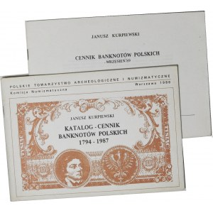 J. Kurpiewski, 2szt. Cenniki banknotów polskich 1988, 1989