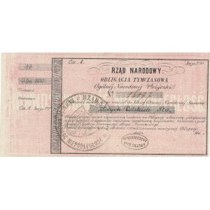 Powstanie Styczniowe, Obligacja tymczasowa 100 złotych 1863, z grzbietem