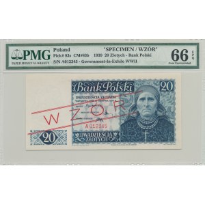 20 złotych 1939, Emigracja, ser. A012345 WZÓR