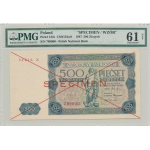 500 złotych 1947, ser. X, SPECIMEN, druga połowa numeracja 789000