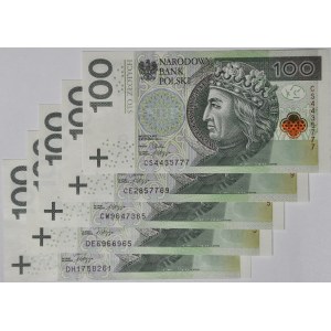 5 szt. 100 złotych 2012, serie CE, CS, CW, DE, DH