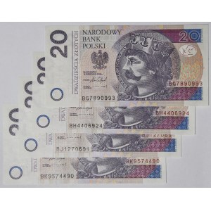 4 szt. 20 złotych 2016, serie BG, BH, BJ, BK