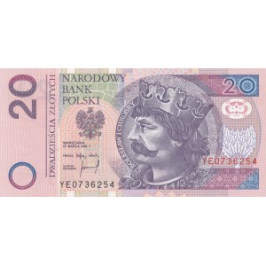 20 złotych 1994, druk TDLR Londyn, YE0736254, ZASTĘPCZA, rzadsza od ZA