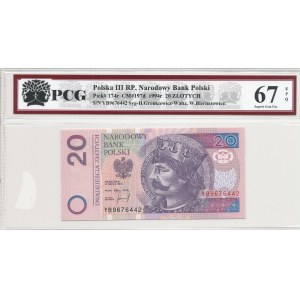 20 złotych 1994, druk TDLR Londyn, YB9676442, druga seria ZASTĘPCZA