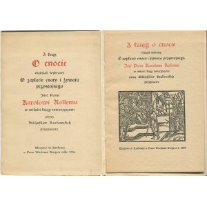 Z ksiąg o cnocie rozdział wybrany O zapłacie cnoty i żywota przystojnego Imć Panu Karolowi Rollemu w miłości ksiąg towarzyszowi przez Bibljofilów Krakowskich przypisany [1926]
