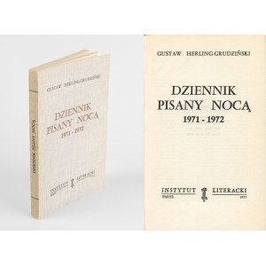 HERLING-GRUDZIŃSKI Gustaw - Dziennik pisany nocą 1971-1972 [wydanie pierwsze Paryż 1973]