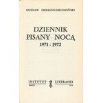 HERLING-GRUDZIŃSKI Gustaw - Dziennik pisany nocą 1971-1972 [wydanie pierwsze Paryż 1973]