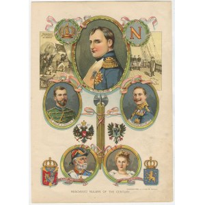 chromolitografia Renowned rulers of the century [1900] [Napoleon, Mikołaj II, Wilhelm II, Oskar II, Wilhelmina]