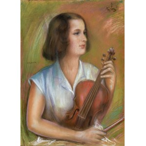 Józef KIDOŃ (1890 - 1968), Portret skrzypaczki Jolanty