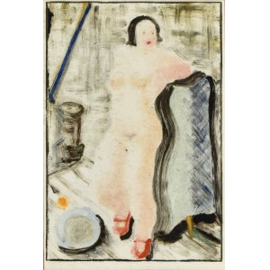Karol KOWALSKI (Mieczyslaw Szarle) (1906-1967), Nude of a woman in red shoes, 2nd quarter of the 20th century.