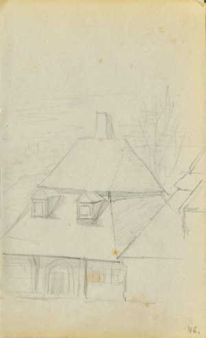 Jacek MALCZEWSKI (1854-1929), Dom z wysokim łamanym dachem i podcieniem