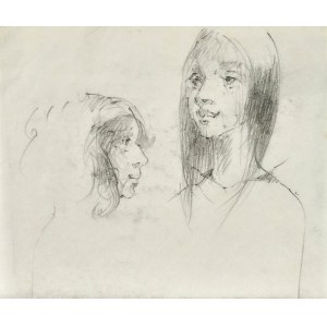Roman BANASZEWSKI (1932-2021), Szkice twarzy młodej kobiety w dwóch ujęciach