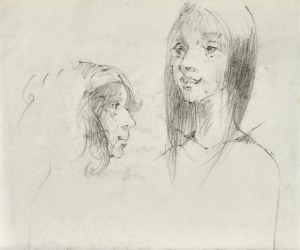 Roman BANASZEWSKI (1932-2021), Szkice twarzy młodej kobiety w dwóch ujęciach