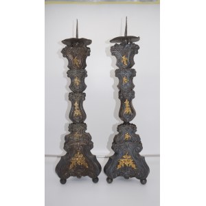 A pair of rococo candlesticks, 18th century.