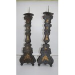 A pair of rococo candlesticks, 18th century.