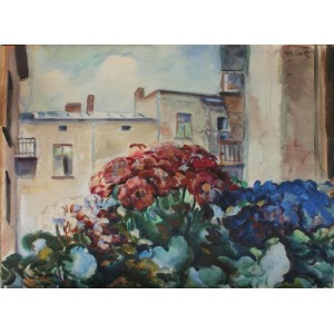 Teodor Grott (1884-1972), Kwiaty w oknie