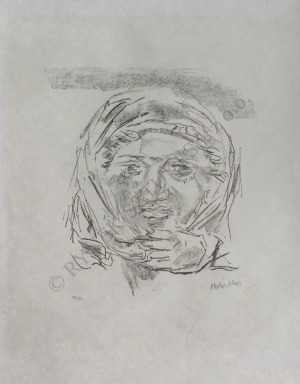 Oskar Kokoschka (1886-1980), Apulia. Antyczny medalion – Kobieta w chuście (1963)