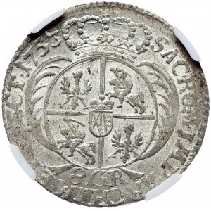 August III, dwuztotówka 1753 EC, Lipsk, szerokie popiersie