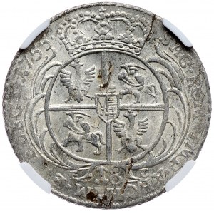 August III, ort koronny 1755, Lipsk, szerokie popiersie