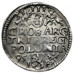 Zygmunt III Waza, trojak 1595, Wschowa, znak menniczy kończy legendę na awersie