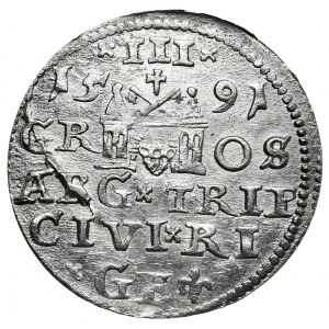 Zygmunt III Waza, trojak 1591, Ryga, mała głowa, hybryda