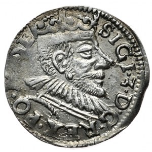 Zygmunt III Waza, trojak 1594, Poznań, wydłużona twarz króla, zadarty nos