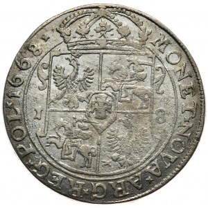 Jan Kazimierz, ort 1668, Bydgoszcz, interpunkcja w formie krzyżyków, kropki w koronie