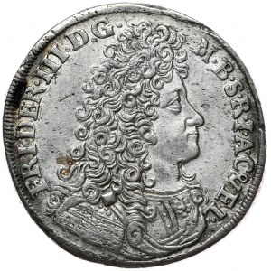 Prusy (księstwo), Fryderyk III, 2/3 talara (gulden) 1691/0 LC-S, Berlin, nieopisana przebitka daty