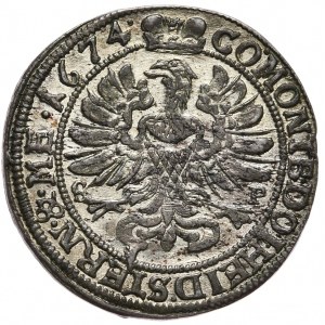 Śląsk, księstwo oleśnickie, Sylwiusz Fryderyk, 6 krajcarów 1674 SP, Oleśnica