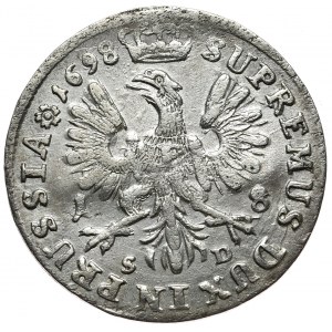 Prusy, Fryderyk III, ort 1698 SD, mniejsze popiersie