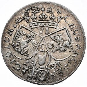 Jan III Sobieski, szóstak 1681, Kraków, ostatnia cyfra daty jak odwrócone L