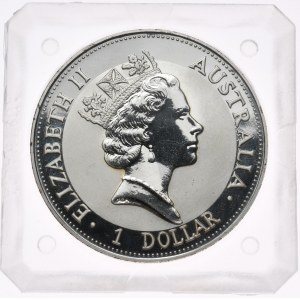 Australia, 1 dolar, kookaburra, 1992 r., 1oz, srebro 999, pryzmat