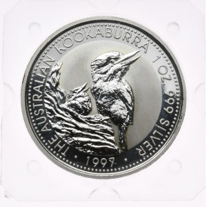 Australia, 1 dolar, kookaburra, 1997 r., 1oz, srebro 999, pryzmat