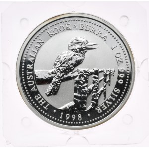 Australia, 1 dolar, kookaburra, 1998 r., 1oz, srebro 999, pryzmat