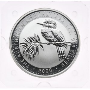 Australia, 1 dolar, kookaburra, 2000 r., 1oz, srebro 999, pryzmat