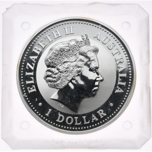 Australia, 1 dolar, kookaburra, 2000 r., 1oz, srebro 999, pryzmat