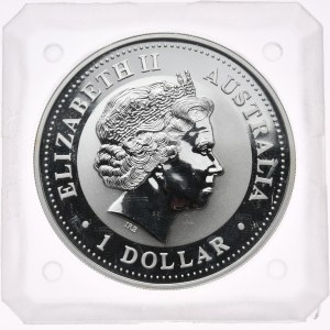 Australia, 1 dolar, kookaburra, 2001 r., 1oz, srebro 999, pryzmat