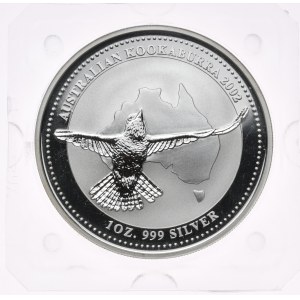 Australia, 1 dolar, kookaburra, 2002 r., 1oz, srebro 999, pryzmat