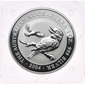 Australia, 1 dolar, kookaburra, 2004 r., 1oz, srebro 999, pryzmat